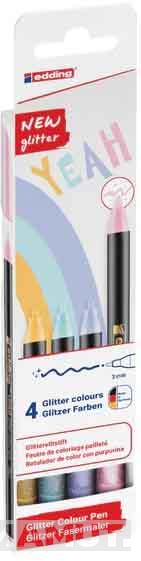 FLOMASTERI E-1200 1-3MM GLITTER , SET 1/4 PASTELNE BOJE EDDING SORTIRANO 