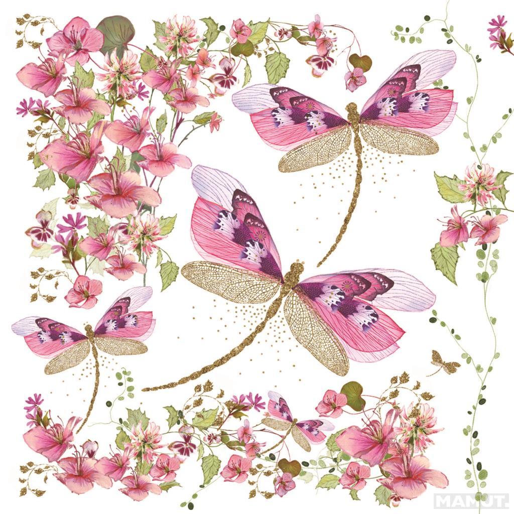 Čestitka DRAGONFLY & FLOWERS 