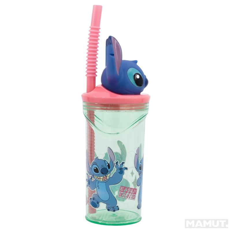 Plastična čaša sa slamčicom STITCH FLOWERS 360 ml 