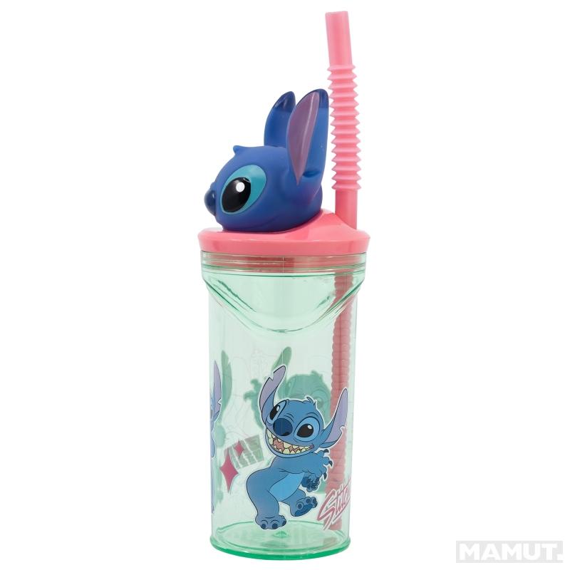 Plastična čaša sa slamčicom STITCH FLOWERS 360 ml 