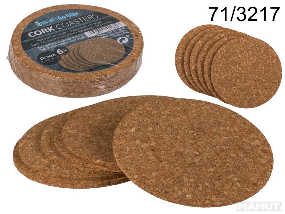 Cork coasters, D.: ca. 9 cm, set of 6 