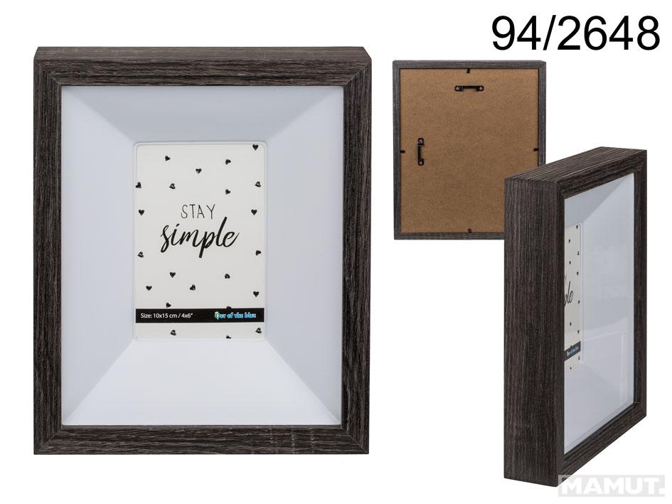 Wooden photo frame, Dark Emotion, ca. 23 x 27 cm, for 1 photo 10 x 15 cm 