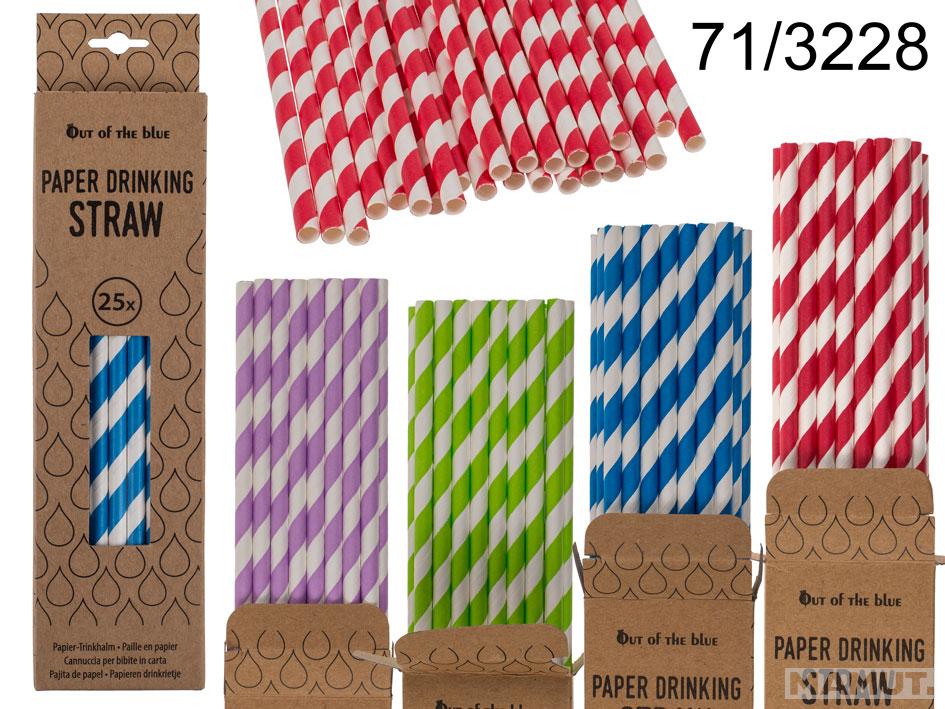 Paper drinking straws, ca. 20 cm, 4 colours ass., 25 pcs. per cardboard box 