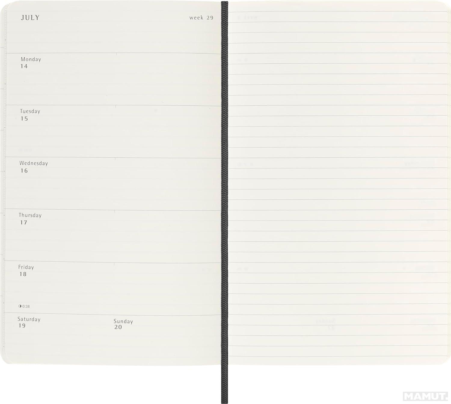 MOLESKINE datumirani nedeljni planer MP 2025 CRNI 13x21cm 