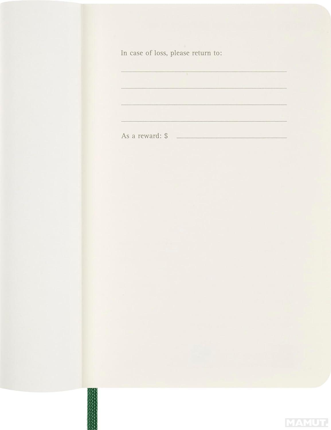 MOLESKINE datumirani nedeljni planer 2025 MP ZELENI 9x14cm 