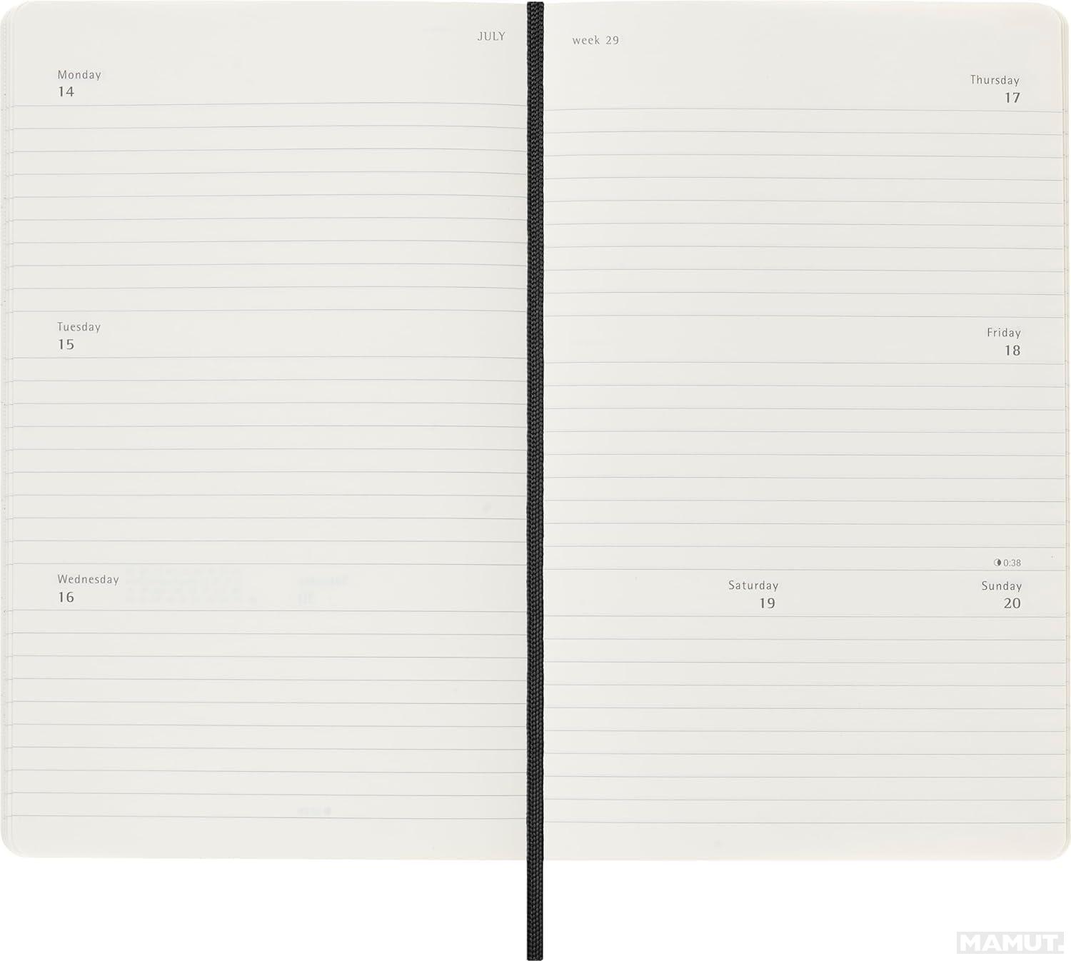 MOLESKINE datumirani nedeljni planer 2025 MP CRNI 13x21cm 