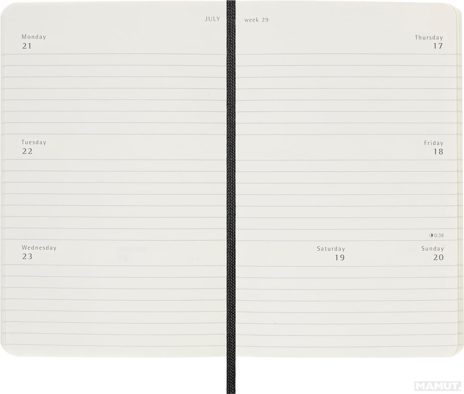 MOLESKINE datumirani nedeljni planer 2025 MP CRNI 9x14cm 