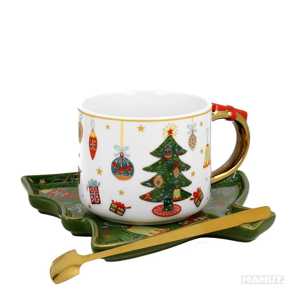 Novogodišnja šolja sa kašičicom i tanjirićem AROUND CHRISTMAS TREE 