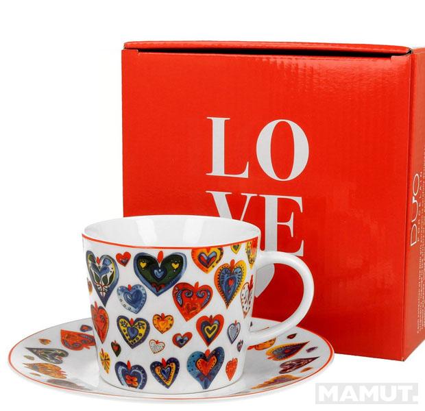 Šolja sa tacnom COLORFUL HEARTS - 220ml 