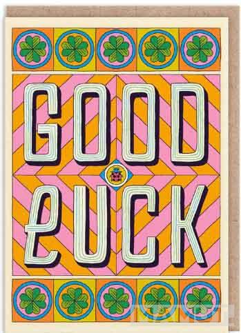Čestitka GOOD LUCK TYPOGRAPHIC 