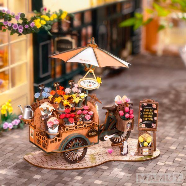 3D drvene puzzle KOLICA CVEĆA 