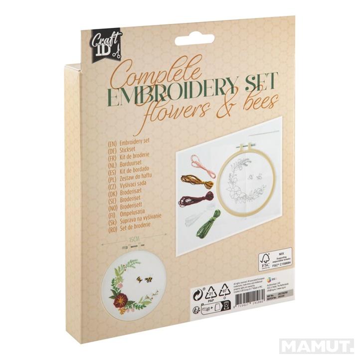 Komplet za vez FLOWERS AND BEES 15 cm 