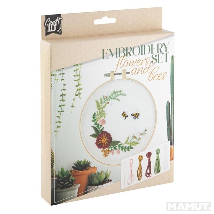 Komplet za vez FLOWERS AND BEES 15 cm 