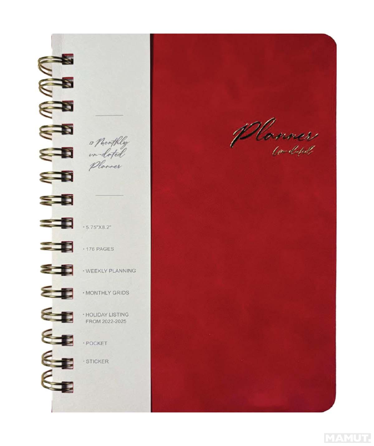 Nedatumirani planer A5 VEGAN LEATHER - Red 