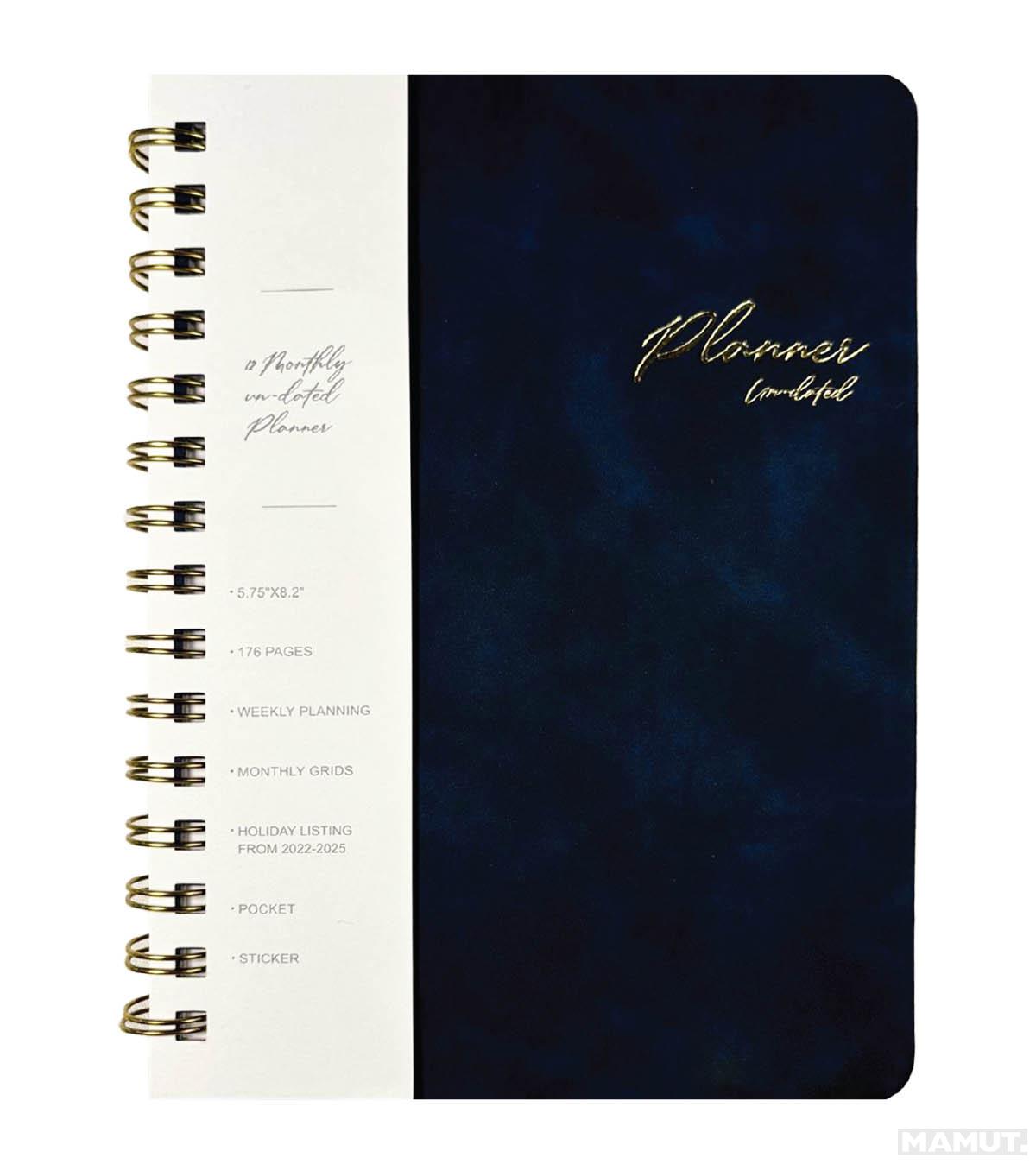 Nedatumirani planer A5 VEGAN LEATHER - Navy 