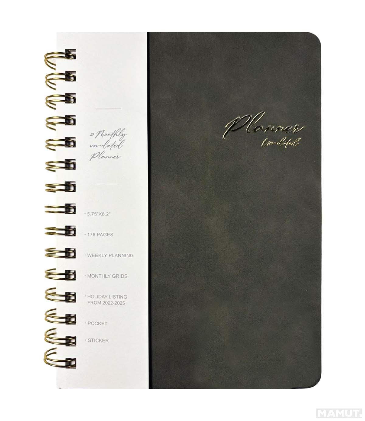 Nedatumirani planer A5 VEGAN LEATHER - Gray 