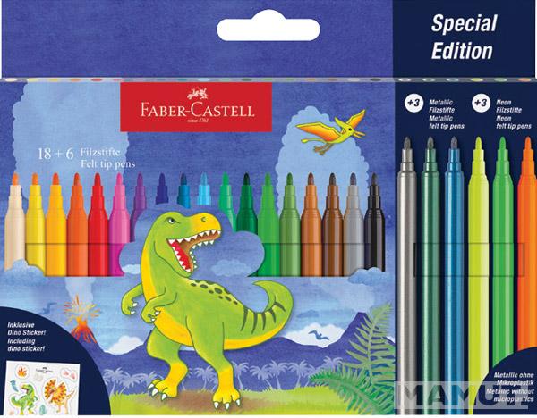 FABER CASTELL flomasteri 18+6  DINOSAURUS 