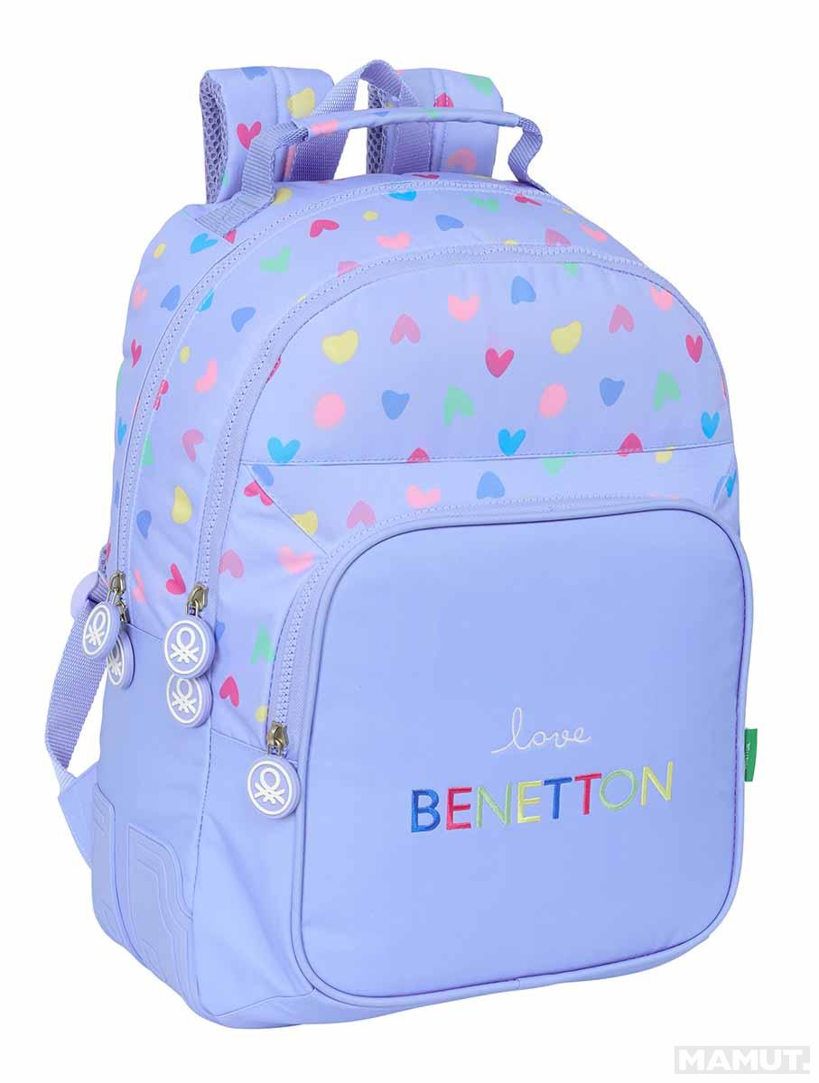 Ranac sa dve pregrade i koliima BENETTON - LILA 45cm 