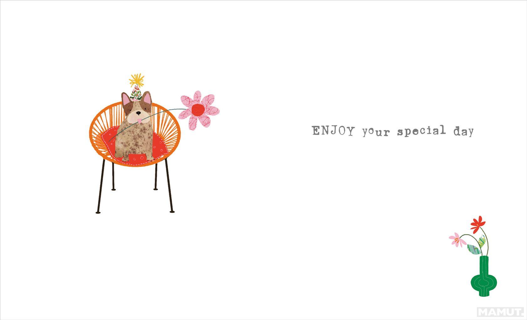 Rođendanska čestitka DOG ON CHAIR 