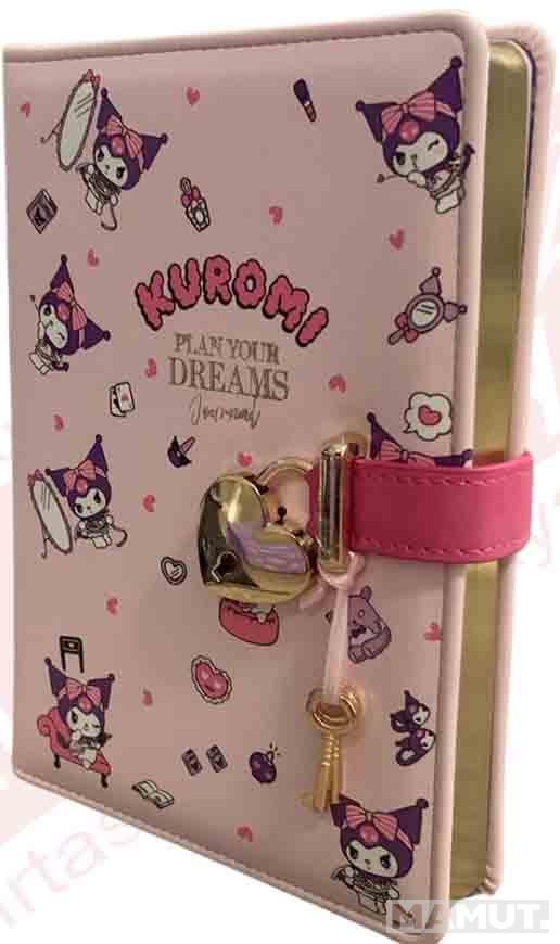 Notes KUROMI sa ključićem- LILA  13 x 18 cm 