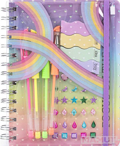 Notes sa spiralom + 4 gel olovke + stikeri 