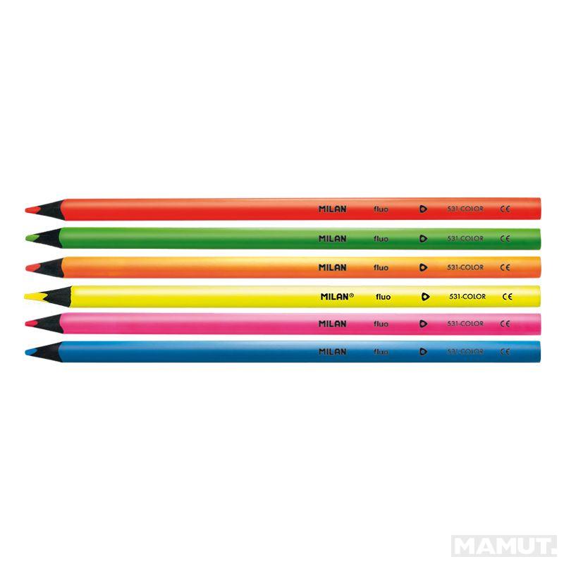 6 drvenih bojica MILAN - FLUO 