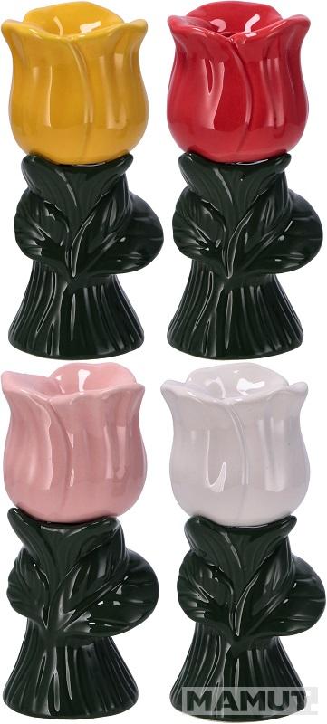 Keramički držač za sveće u obliku cveta 15,5x7cm ČETIRI VRSTE 