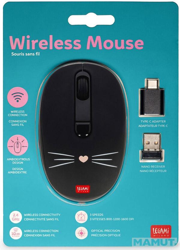 Bežični miš CRNI - KITTY 