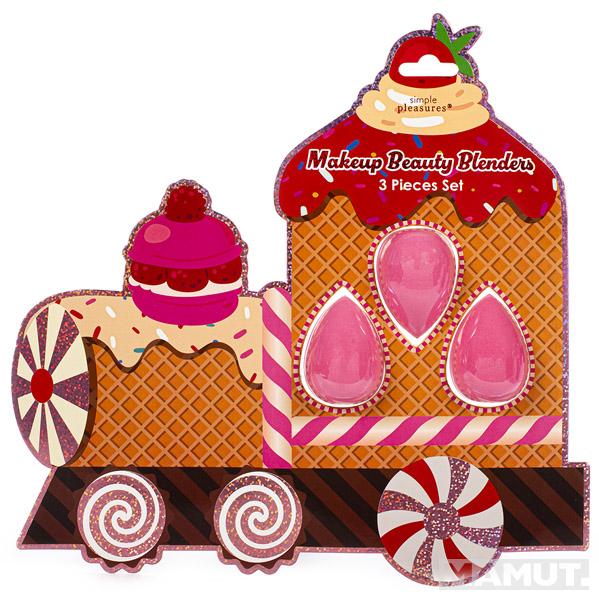 Novogodišnji set tri sunđera za šminku VOZ 