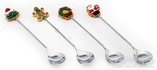 Novogodišnji set četiri kašičice CRVENI 