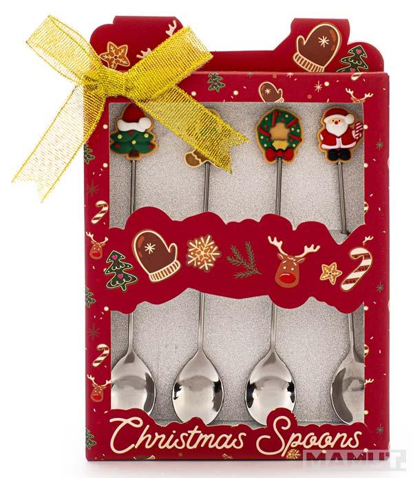 Novogodišnji set četiri kašičice CRVENI 