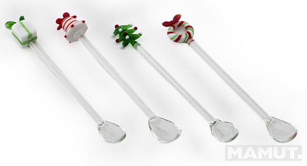 Novogodišnji set četiri dugačke kašičice ZELENI 