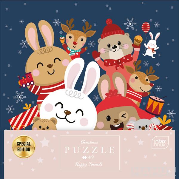 Novogodišnje puzzle HAPPY FRIENDS 49kom 