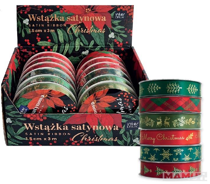 Novogodišnja ukrasna satenska traka 3m 