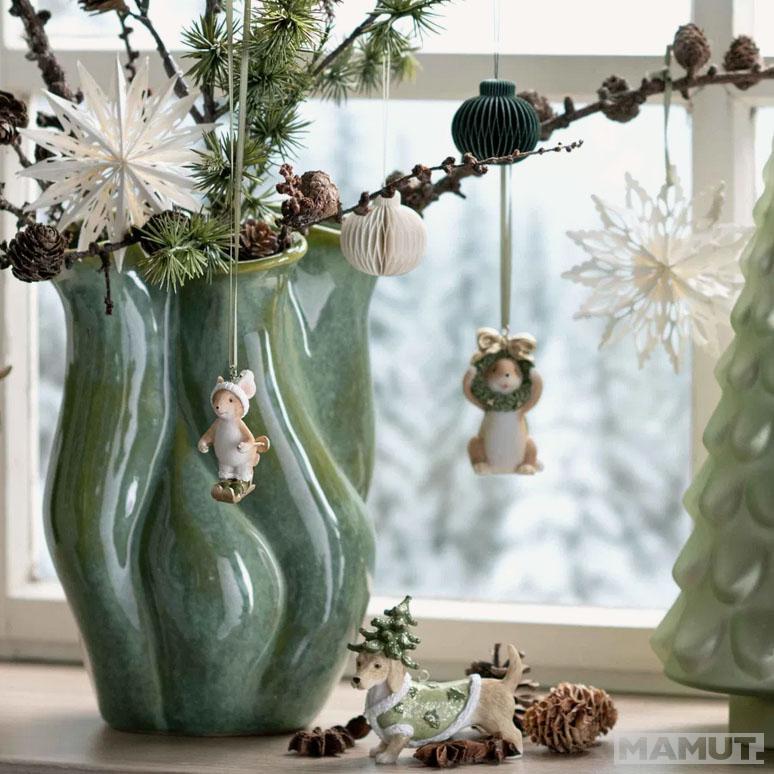 Novogodišnji ukras MIŠIĆ NA SKIJAMA 6cm 