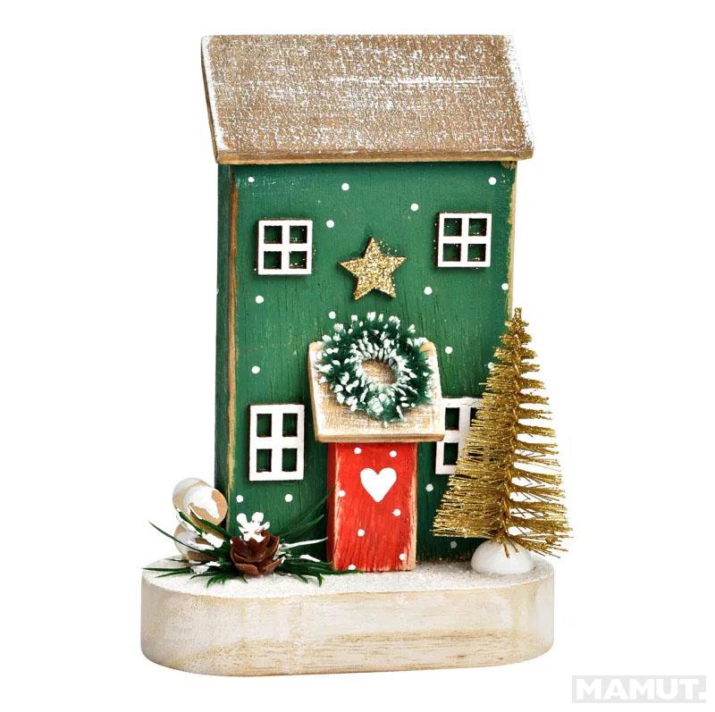 Novogodišnji ukras DRVENA KUĆICA 14cm 