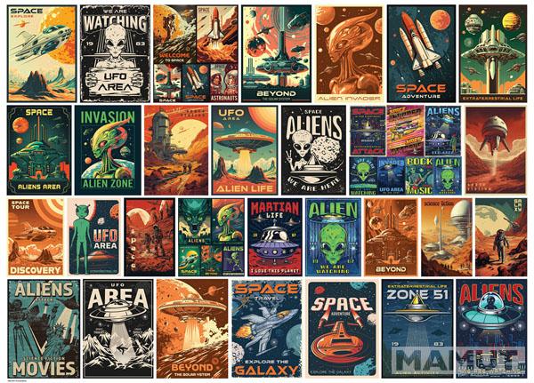Puzzle VINTAGE ALIEN POSTERS 1000kom 