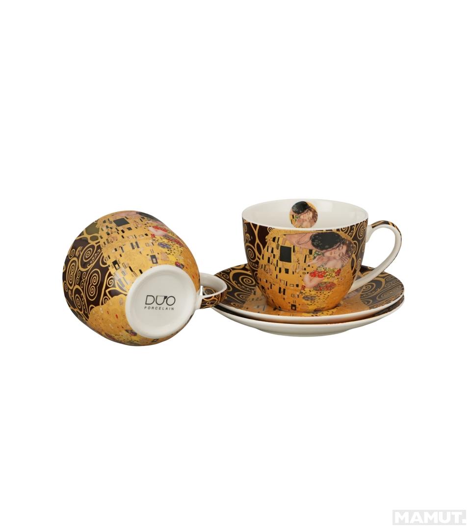 Set dve šolje sa tacnama KLIMT The Kis (Brown) 