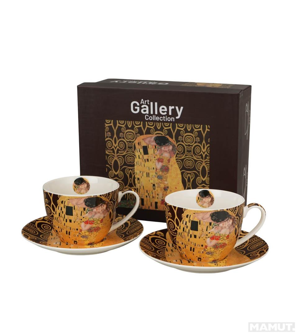 Set dve šolje sa tacnama KLIMT The Kis (Brown) 