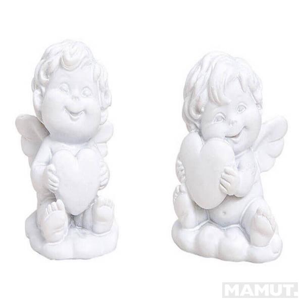 Angel with heart poly white 2-ass, 3x3x3cm 