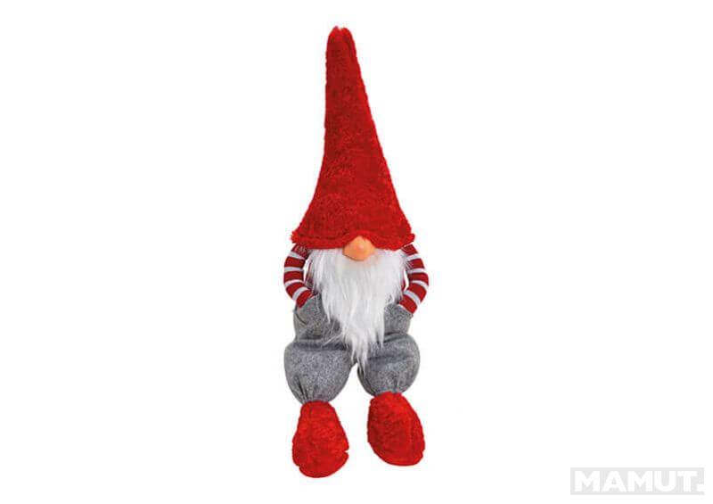 Gnome sitting, textile, red, grey, (B/T) 22x18cm H 40/60cm 