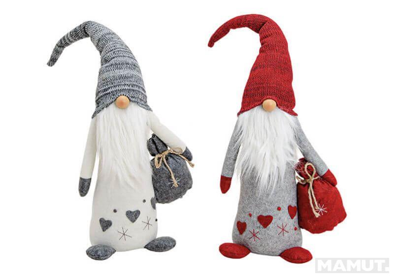 Gnome with sack, textile, 2 assorted, (W/H/D) 29x67x16cm 